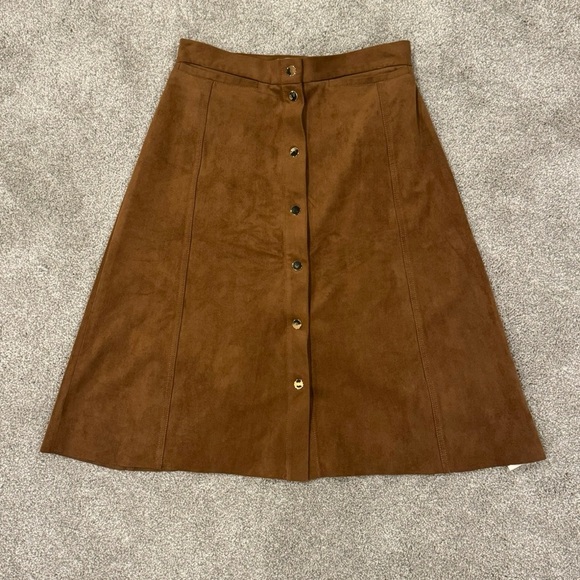 Aritzia Wilfred Centinela Mini Skirt Brown Button Down Size 6 EUC - Picture 3 of 9